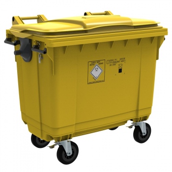 Контейнер для медичних відходів, ESE, 1100 л, з плоскою кришкою, жовтий